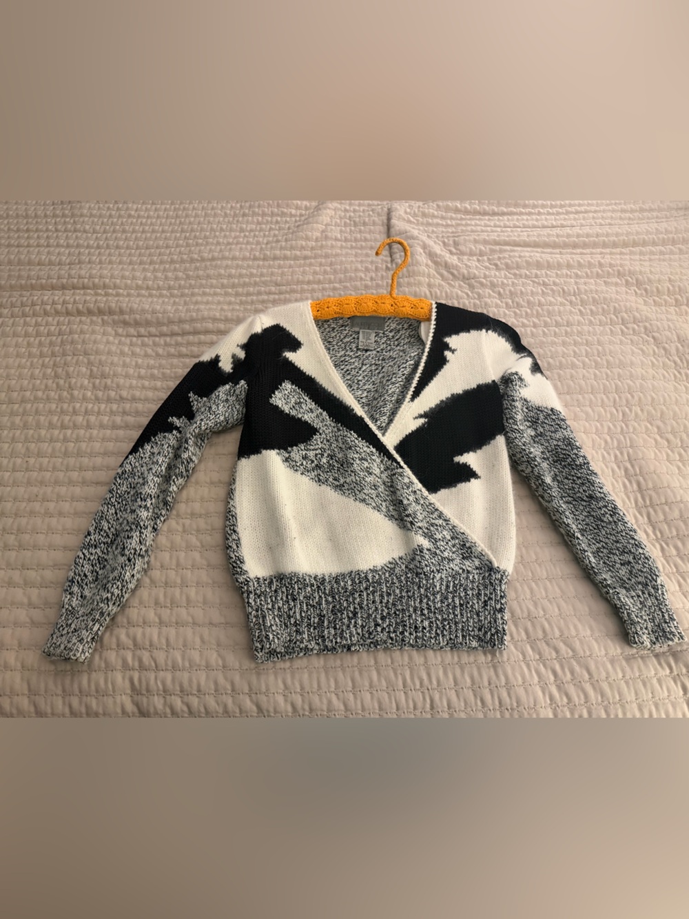 Cozy Black & White Patterned Women's Cardigan Sweater